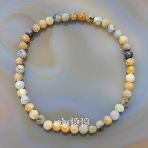 Wholesale Natural Gemstone Beads Stretch Bracelet Healing Reiki 4,6,8,10,12mm (10mm, Crazy Lace Agate)