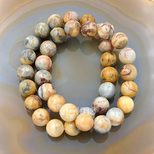 Wholesale Natural Gemstone Beads Stretch Bracelet Healing Reiki 4,6,8,10,12mm (10mm, Crazy Lace Agate)