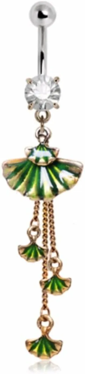 WildKlass Jewelry 316L Stainless Steel Antique Seashells Dangle Navel Ring