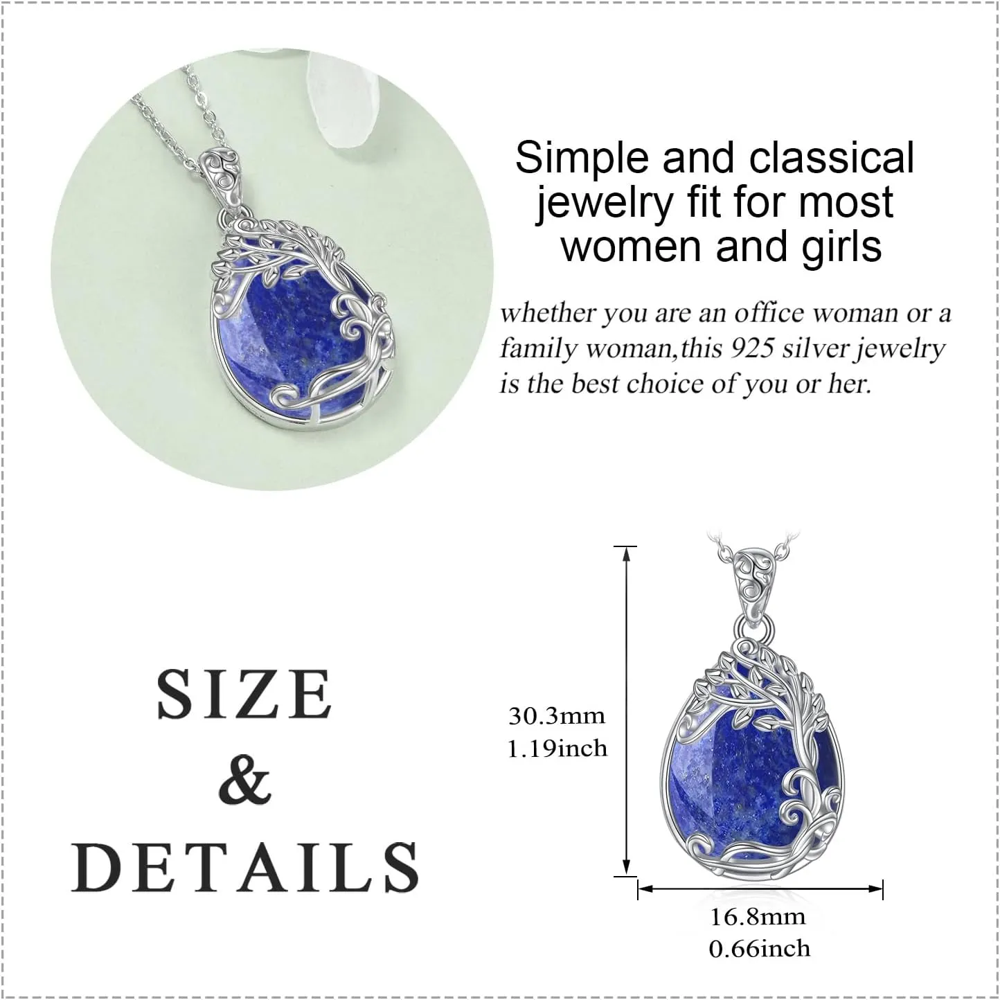 YAFEINI 925 Sterling Silver Moonstone Necklace Filigree Teardrop Pendant Necklace Jewelry for Women Girls