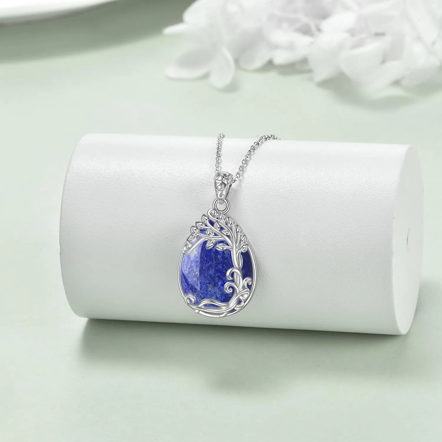 YAFEINI 925 Sterling Silver Moonstone Necklace Filigree Teardrop Pendant Necklace Jewelry for Women Girls