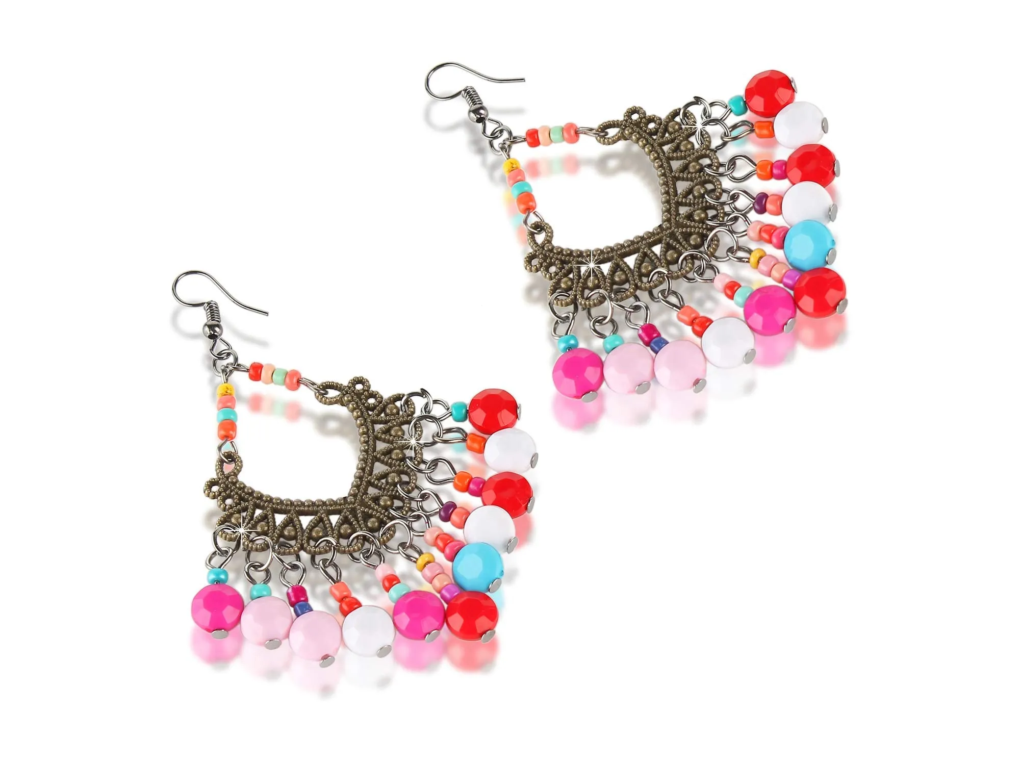 Yellow Chimes Young Colors Beads Stylish Bohemian Hangings Oxidized Earring for Women and Girls