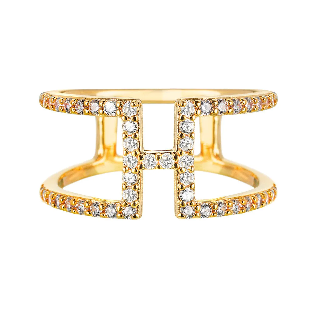 Yellow Gold H Ring
