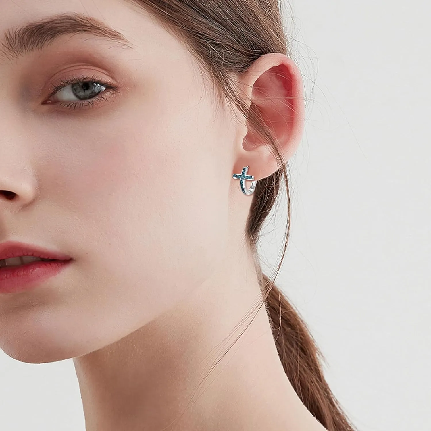 YFN Cross Earrings Sterling Silver Dangle Drop Leverback Cross Earrings Religion Jewelry Christians Gifts for Women Men