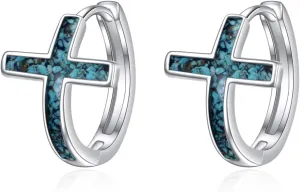YFN Cross Earrings Sterling Silver Dangle Drop Leverback Cross Earrings Religion Jewelry Christians Gifts for Women Men