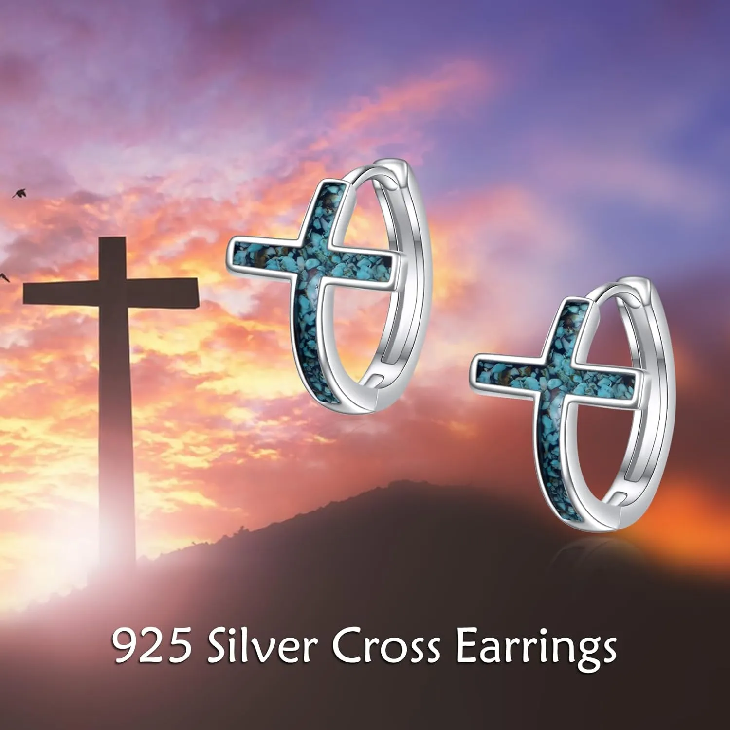 YFN Cross Earrings Sterling Silver Dangle Drop Leverback Cross Earrings Religion Jewelry Christians Gifts for Women Men