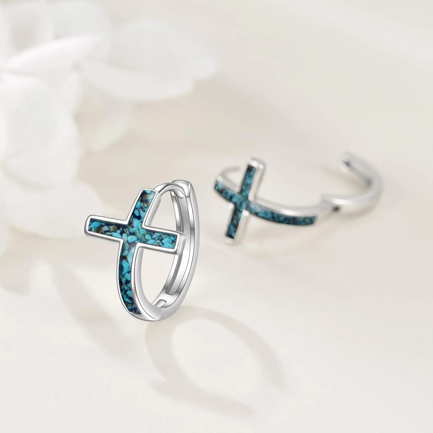 YFN Cross Earrings Sterling Silver Dangle Drop Leverback Cross Earrings Religion Jewelry Christians Gifts for Women Men