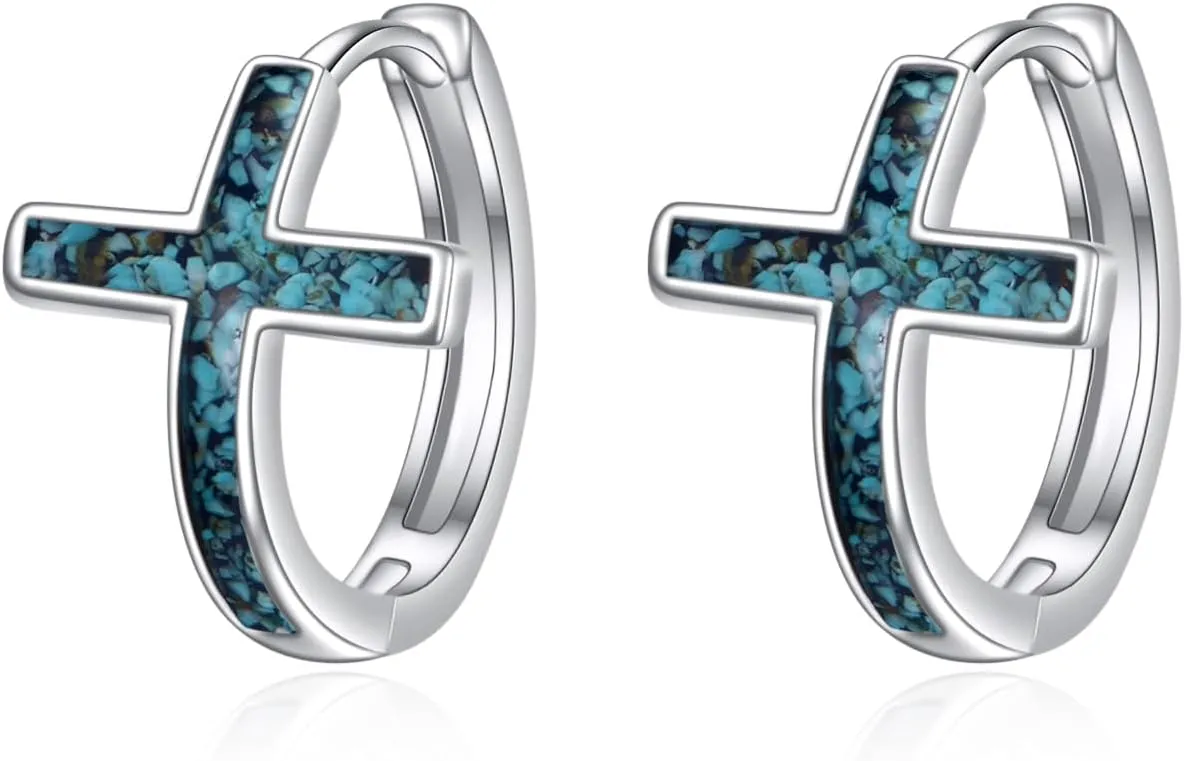 YFN Cross Earrings Sterling Silver Dangle Drop Leverback Cross Earrings Religion Jewelry Christians Gifts for Women Men